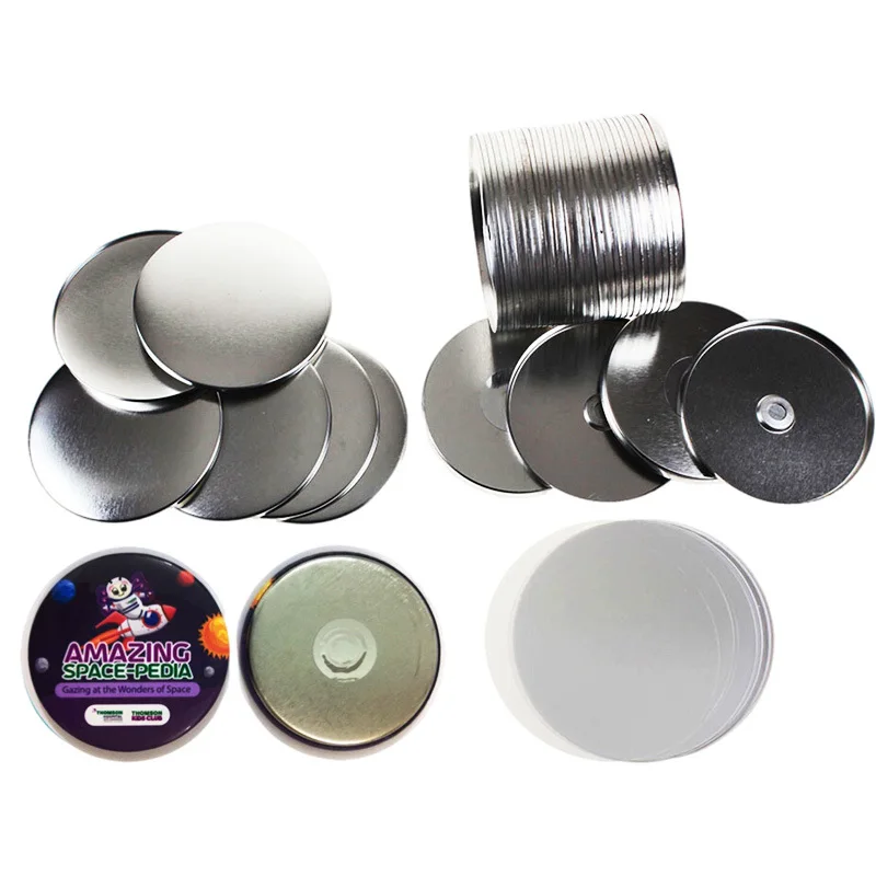Button Making Supplies 100 Sets of Round Fridge Magnet Button Parts 25mm/32mm/37mm/44mm/58mm/75mm for Badge Machine