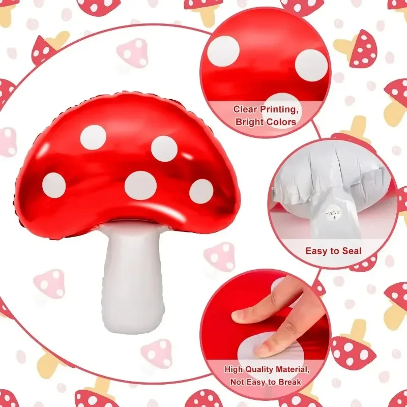 31 x 21 Zoll Pilz-Folienballons, großes Waldthema, Geburtstagsfeier, Weihnachtsdekoration, aufblasbare Pilzballons, Zubehör – Detail 6