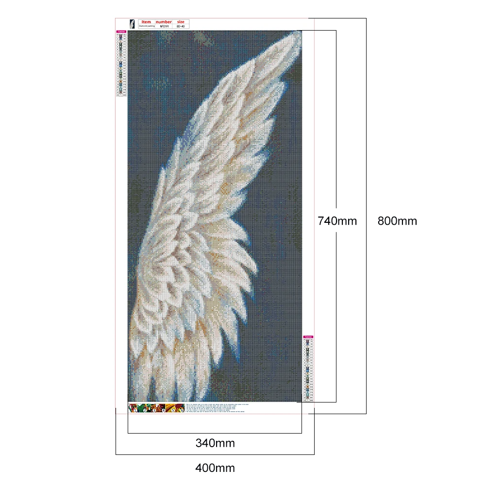 Full Round Diamond Painting White Angel Wings Rhinestone Mosaic Home Wall Craft