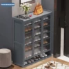 Shoe Storage Stand 8-Tier 3-Door Cabinet Freestanding Organizer Shoe Rack Dustproof Shelf 6