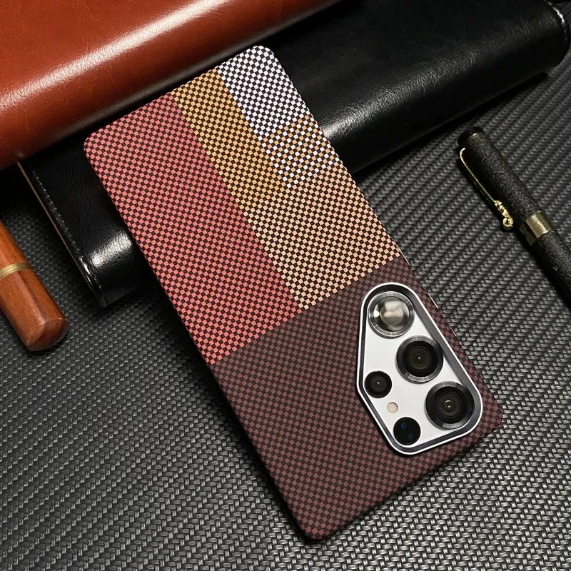 Carbon Fiber Textured MagSafe Wireless Charging Phone Case with Metal Lens Matte Hard Cover