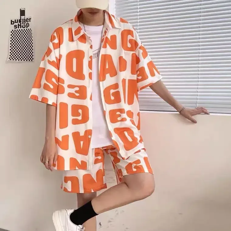 thumbnail image 1 of Conjunto de camiseta y pantalones cortos con alfabeto para hombre, novedad de playa de nailon en conjunto de 2 piezas, conjunto de pantalones cortos para hombre, oferta de camisetas y tops nuevos de e, 1 of 5