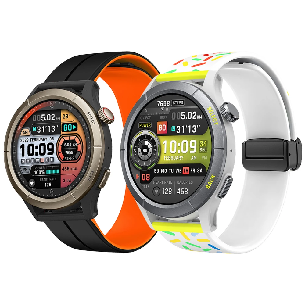 

Magnetic folding buckle Sports Band For Amazfit Cheetah Pro / Round Skin-Friendly Soft Silicone Strap For Amazfit GTR GTS Bip
