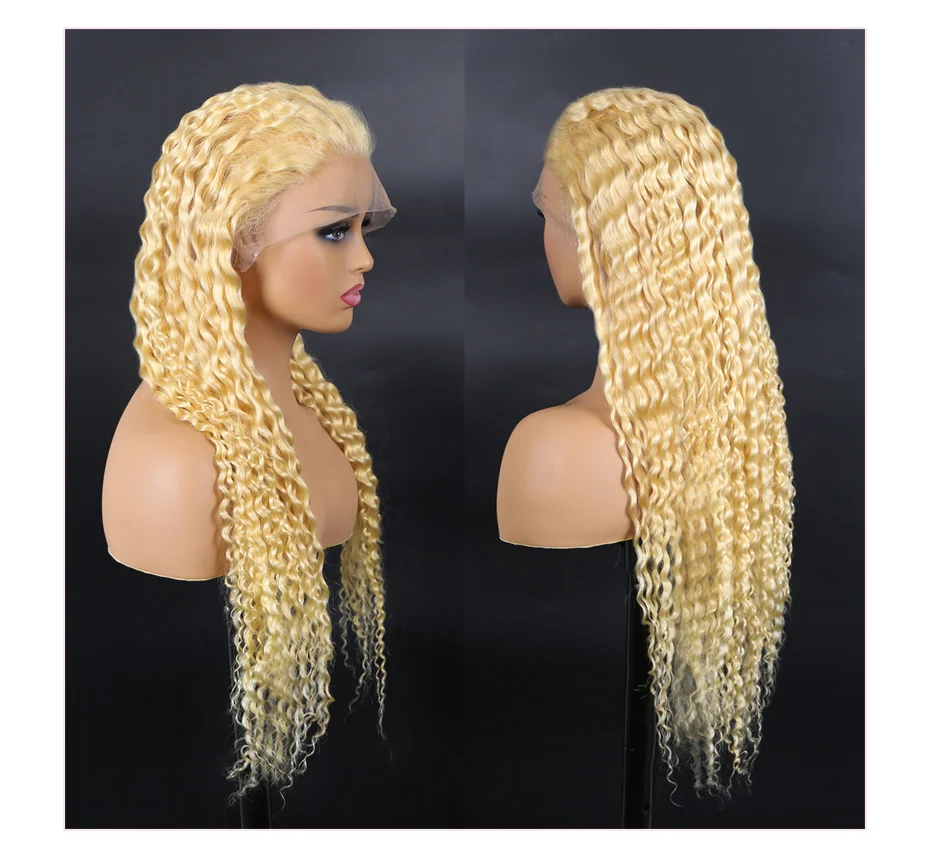 Tiefe Welle 13x4 13x6 Spitze Front Menschliches Haar Perücke Preplucked 613 Blonde Farbe Lockige Perücken Für frauen Brasilianische Transparente Frontal Perücke – Detail 15