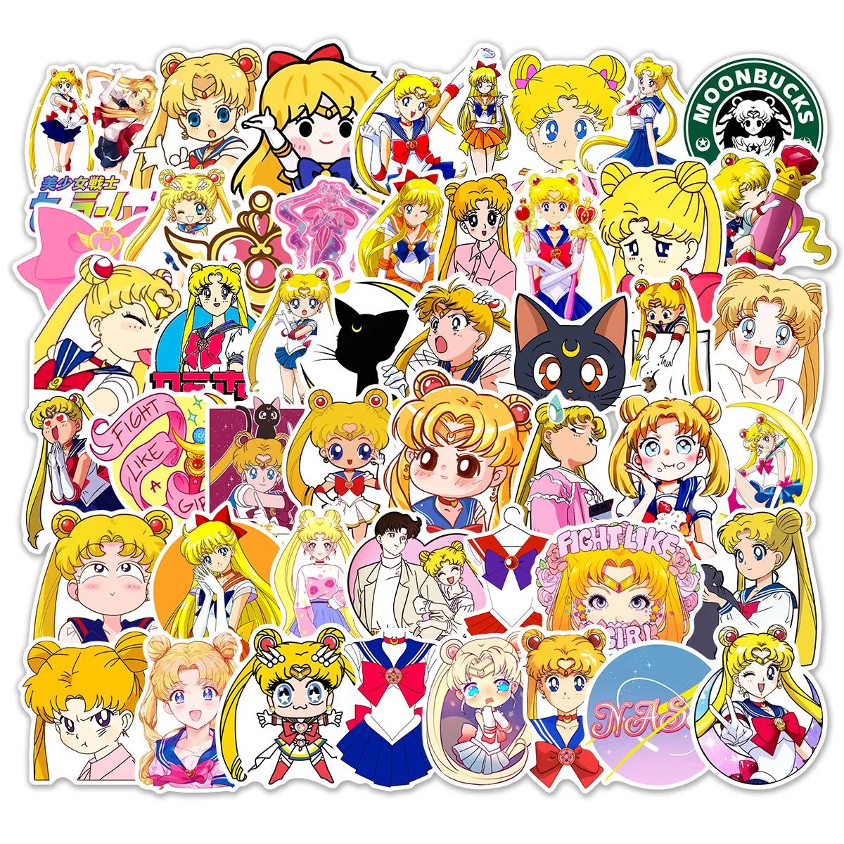 50 Stück Klassische Anime Sailor Moon Graffiti-Aufkleber Cartoon Niedliche Wasserbecher Notizbuch Roller Dekoration Wasserfeste Aufkleber Spielzeug Geschenk – Detail 2