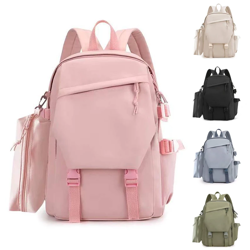 

2Pcs/set Nylon Waterproof School Backpack for Teen Girls Large Capacity Women Travel Laptop Rucksack Female Schoolbag College