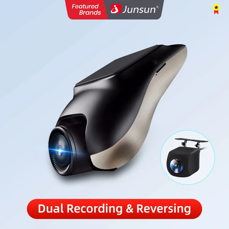 Junsun nueva cámara de salpicadero 720P ADAS Mini coche DVR 120 ° Grabadora de vídeo automática FOV, cámara de salpicadero oculta para Android, compatible con estacionamiento trasero