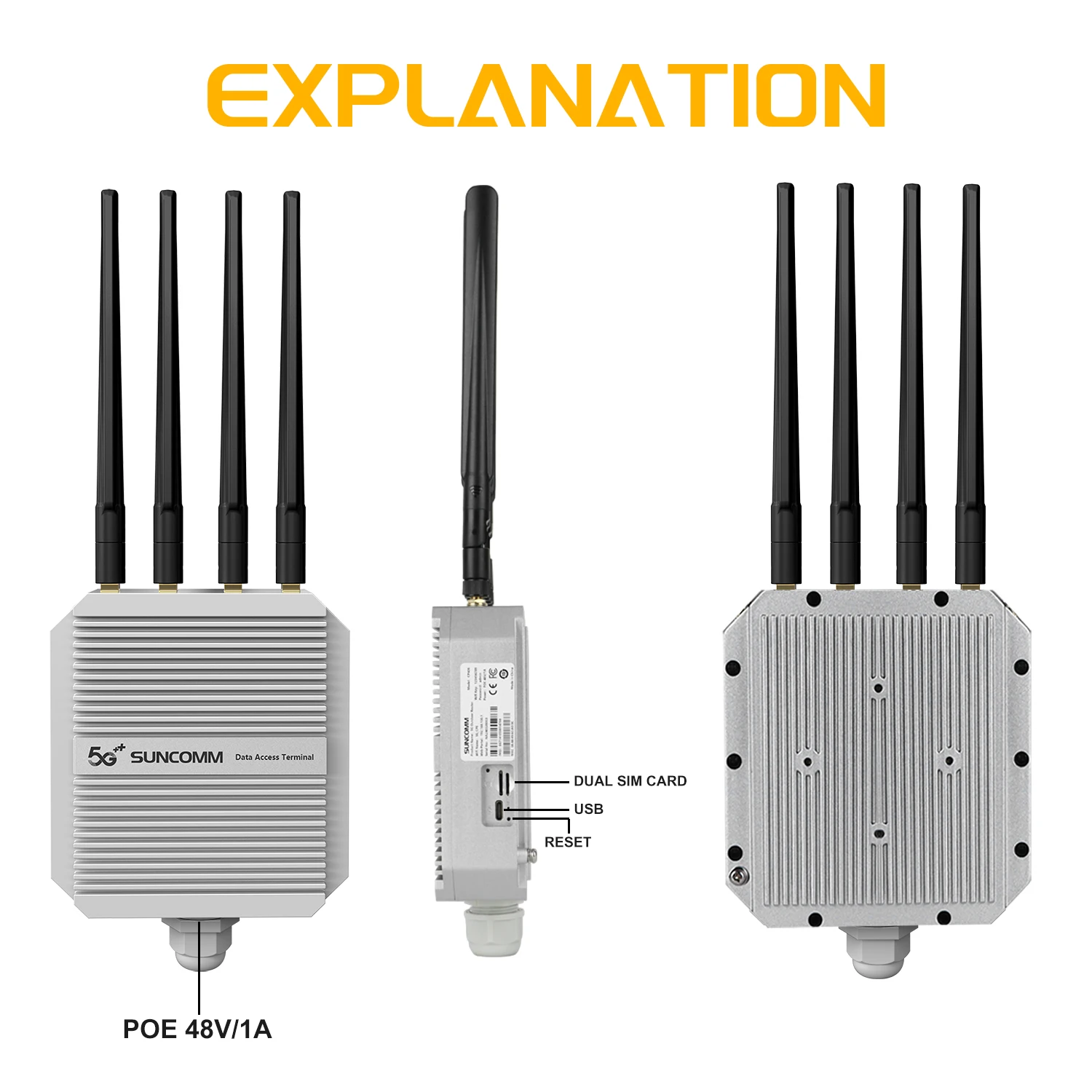 스냅드래곤 X62 AX3000 야외 ODU 듀얼 SIM POE 전원 2500Mbps 포트 VPN 방수 IP67 원격 네트워크 4G 5G 야외 AP
