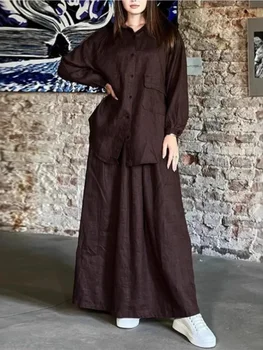 Eid Women Shirt Skirt Muslim Set Musulman Ensembles 2 Piece Set Shirt Jalabiya Ramadan Dubai Kaftan Arab Long Robe Autumn 2026