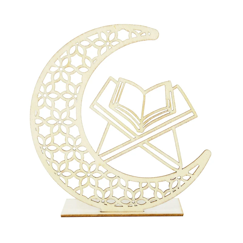 2022 Eid Al-Adha  EID Mubarak Wood Ornaments Kids Ramadan Kareem Gift Multi-Styles  Islamic Muslim Wood Craft Table Decoration