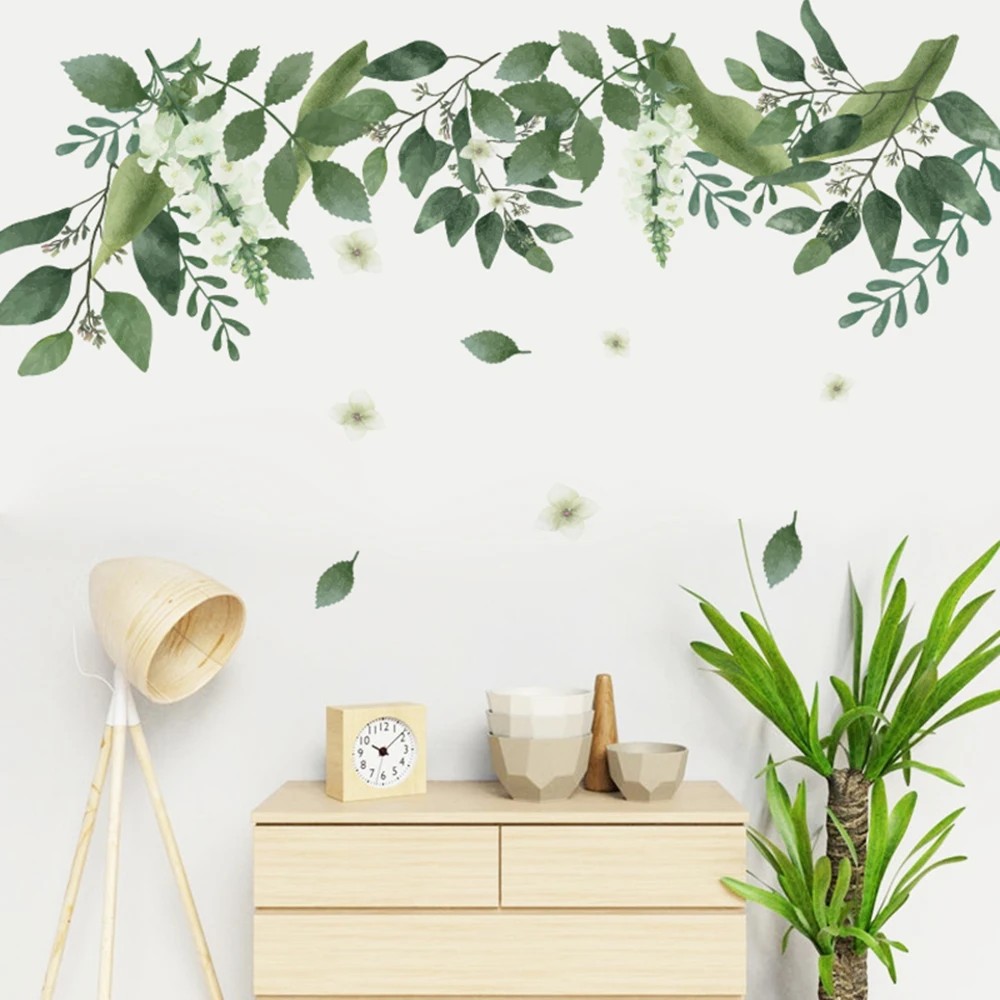 

Decal Wall sticker Kitchen Living room Mural DIY Decoration Green Home Leaf Moisture-proof Plant Self Adhesive