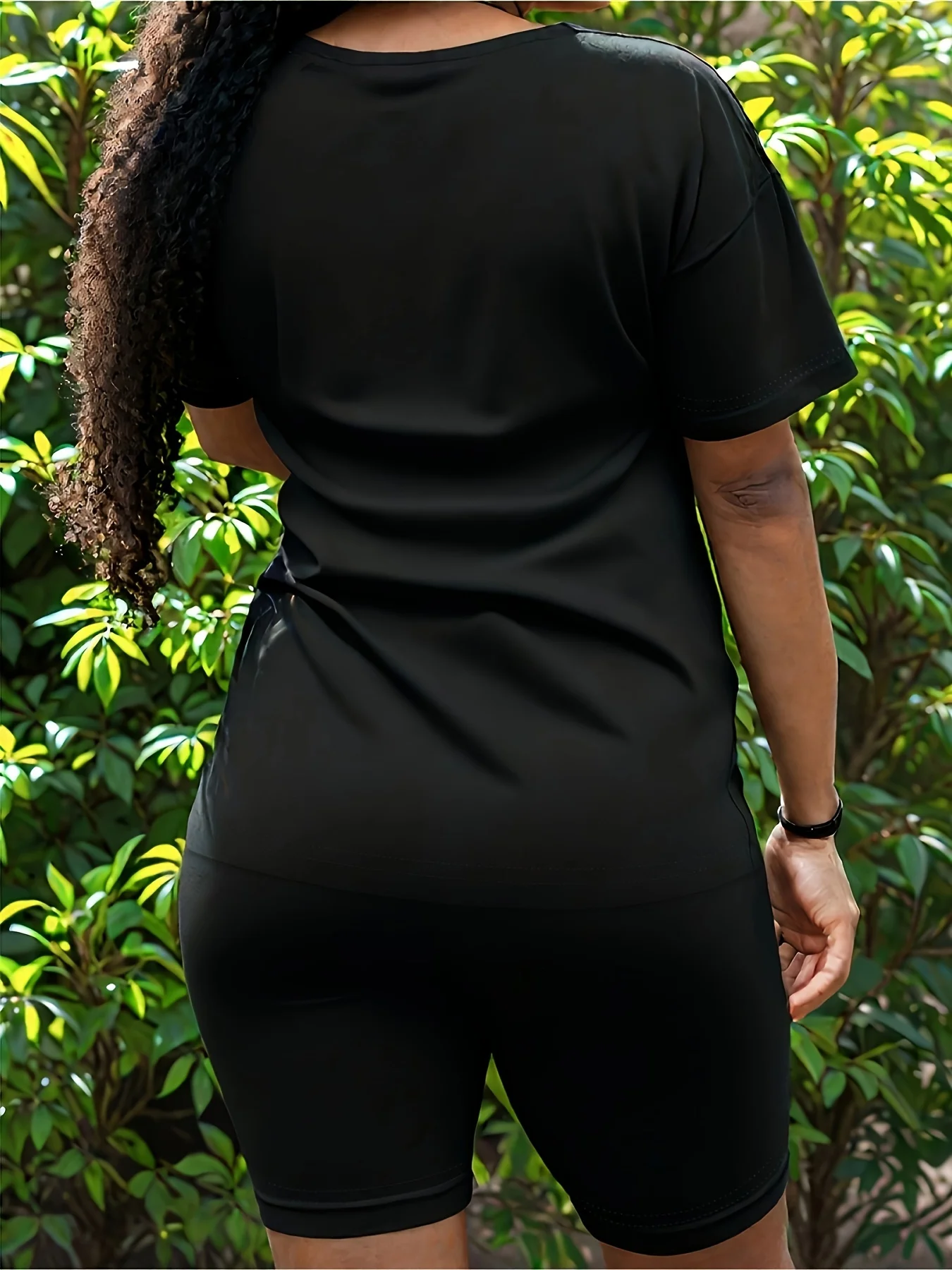 Women's summer Rose print loose size casual round neck short sleeved T-shirt shorts two-piece set Streetwear Oversized O-Neck - Image 2