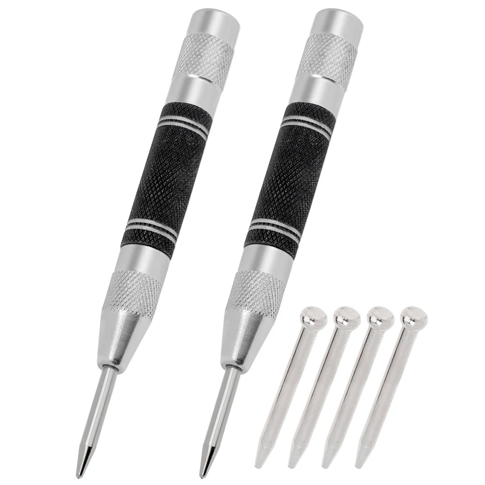 Metal Hole Punch 2-Piece Automatic Center Punch, 5 Inch Spring Loaded ...