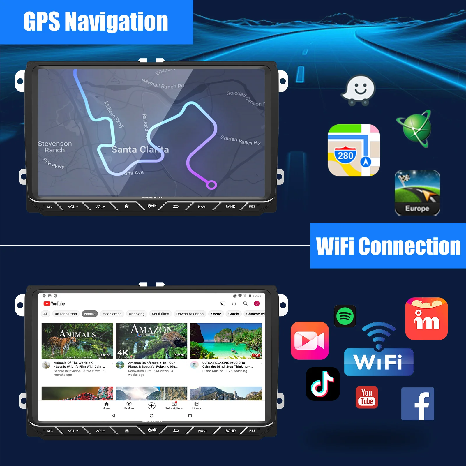 Фото Автомагнитола ESSGOO, мультимедийная система на Android, с 9 