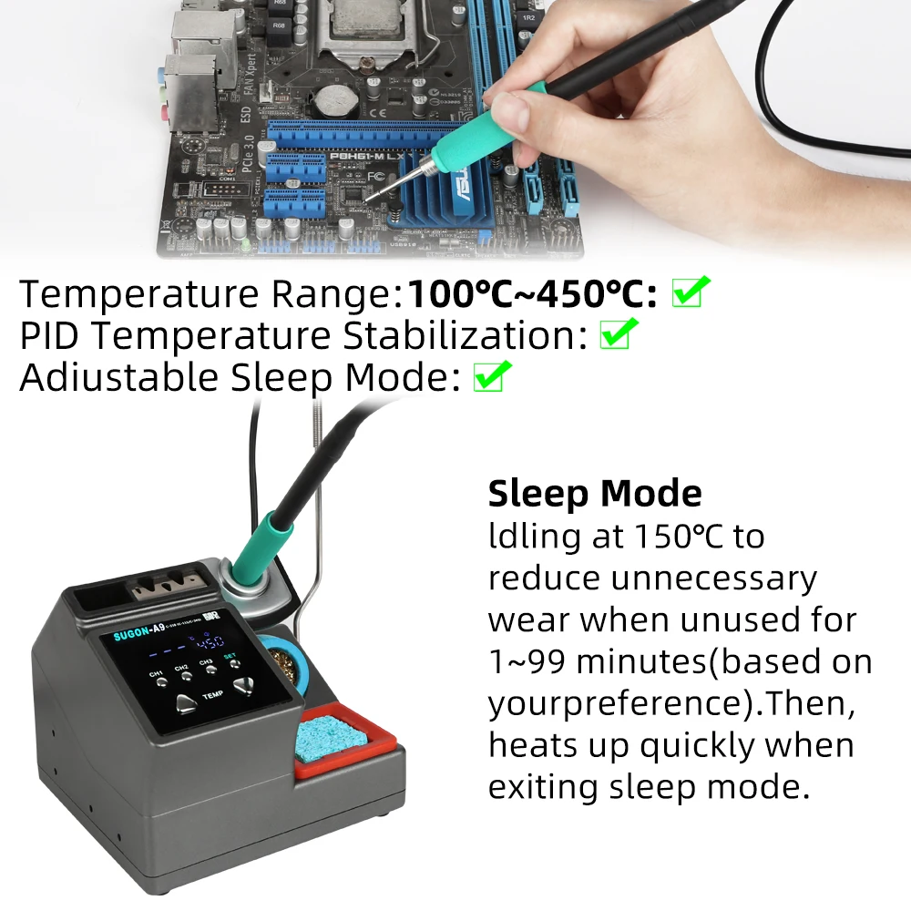 SUGON-A9 Soldering Station Compatible Original Soldering Iron Tip 210/245/115 Handle Lead-free Electronic Welding Rework Station — view 4