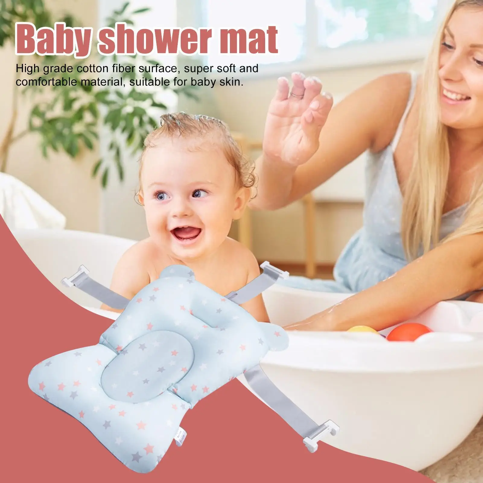 Cuscino per vasca da bagno per neonati, supporto universale portatile ad asciugatura rapida, materassino pieghevole per neonati, pad galleggiante regolabile per vasca da bagno - immagine 5