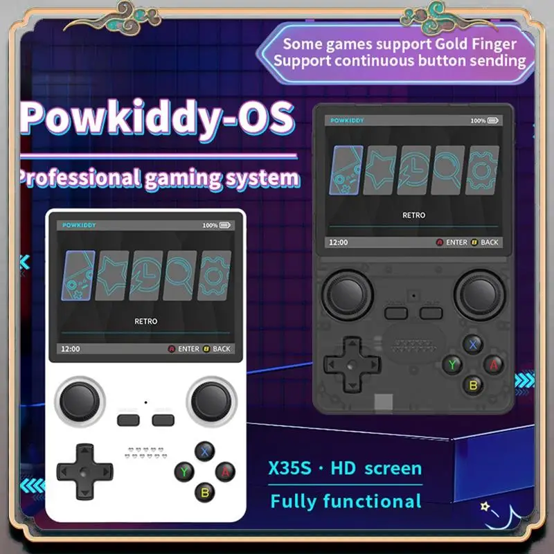 A46M-X35S Handheld Video Game Console Hall Joystick Open Source 16G+128G Retro Game Controller For PSP/GBA/N64/MD Emulator