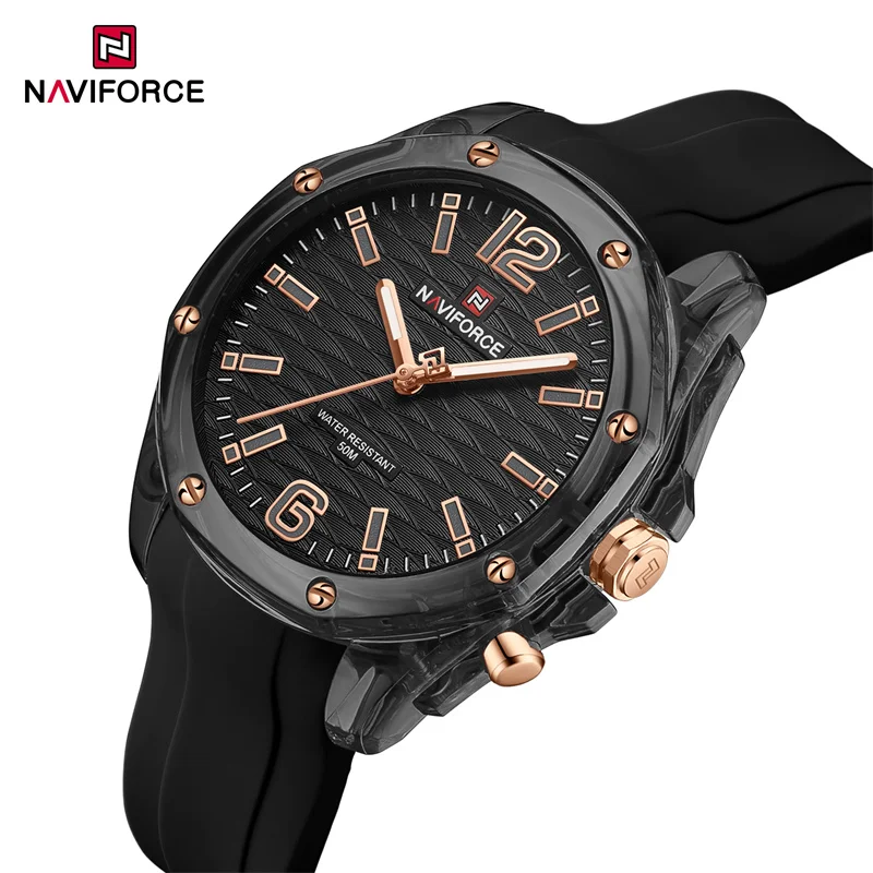 NAVIFORCE New Original Quartz Women Fashion Simple Silicone Strap ...