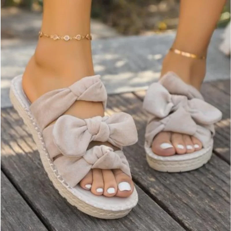 라운드 헤드 활 슬리퍼, 로마 신발, 미끄럼 방지 착용, 게으른 플랫 비치 샌들, 여름 신상 패션