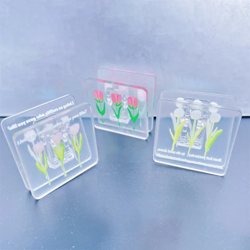7Pcs 파일 클립 꽃 패턴 아크릴 클램프 휴대용 종이 홀더 가정용 사무실 종이 클립 정리용 강력한 그립