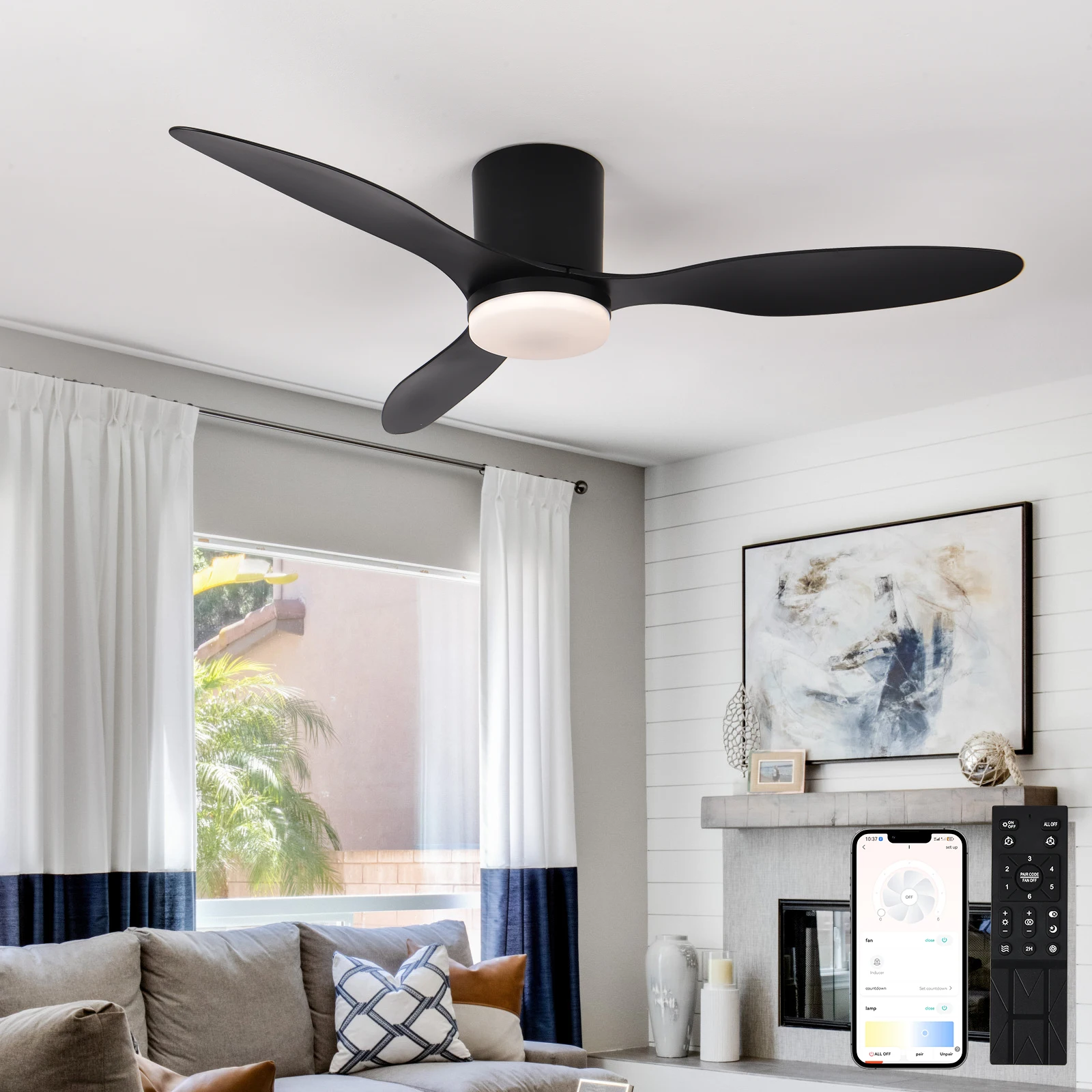 Modern Low Floor DC Motor Ceiling Fans With Remote Control Ceiling Fan Light Home Fan