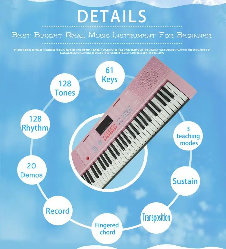Aiersi Multifunction electronic organ 61 keys keyboard piano china digital piano teclado electrico for sale