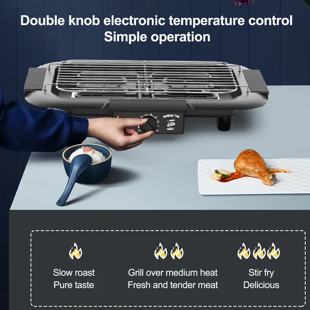 Elektromos Grill Beltéri Füst Nélküli Hordozható Élelmiszer Háztartási Nyárs Kályha - Image 4