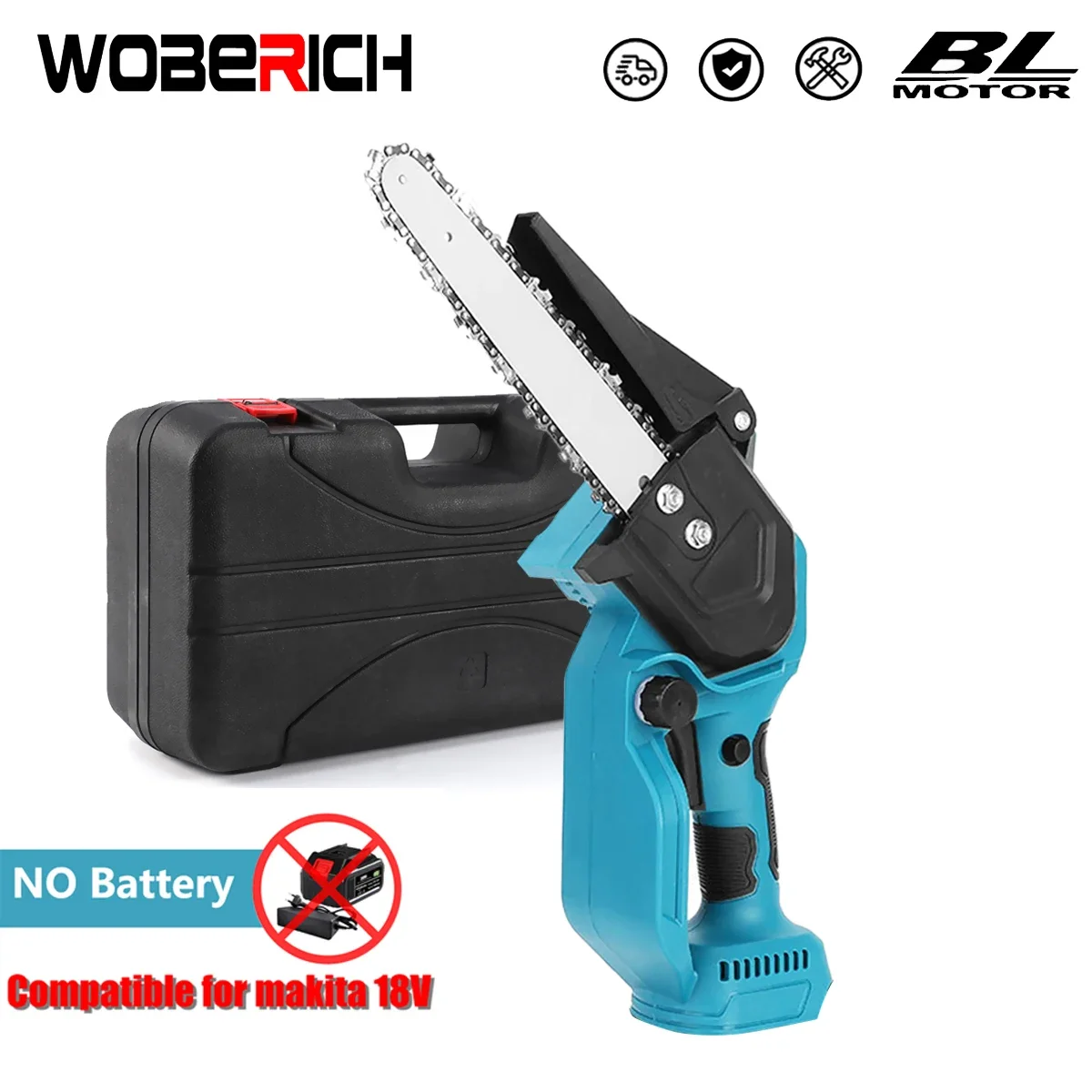 

Cordless Brushless 8 Inch Mini Pruning Saw Electric Chainsaw 18V Rechargeable Garden tools Cutting（Only host）For Makita 18V