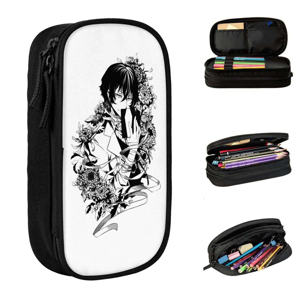 

Dazai Bungou Stray Dogs Pencil Case Pencilcases Pen for Girl Boy Large Storage Bags Students School Zipper Accessories