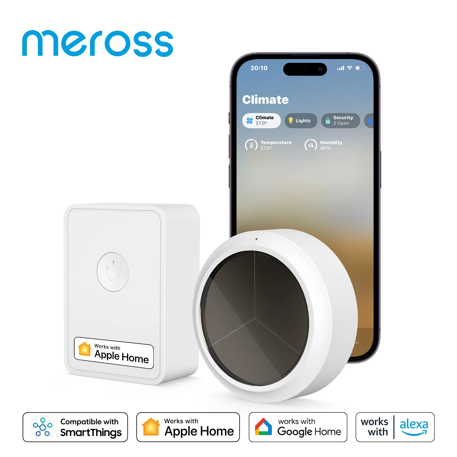 Meross HomeKit WiFi Smart Temperature Humidity Sensor Indoor Hygrometer  Detector Remote Monitor Support Alexa Google SmartThings