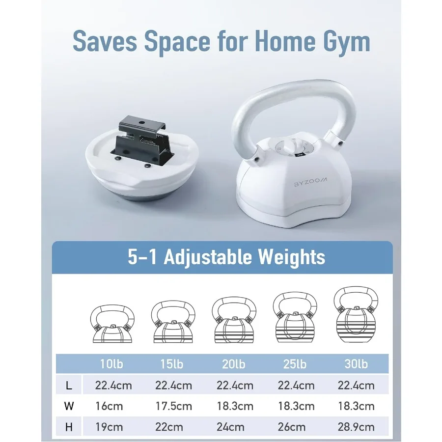 Adjustable Kettlebell 30lb Weight Training Fitness Exercise Full Body Workout 5 in 1 for Home Gym Beginners Woman