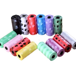 Sac poubelle Portable dégradable pour animaux de compagnie, 10 rouleaux, sac de merde imprimé pour chien, sac de nettoyage, sacs à ordures imprimés pour animaux de compagnie 