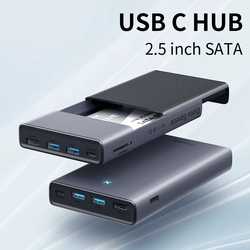 

New USB C HUB with Hard Drive Enclosure 2.5 SATA to USB 3.0 Type C Adapter for External SSD Disk HDD case