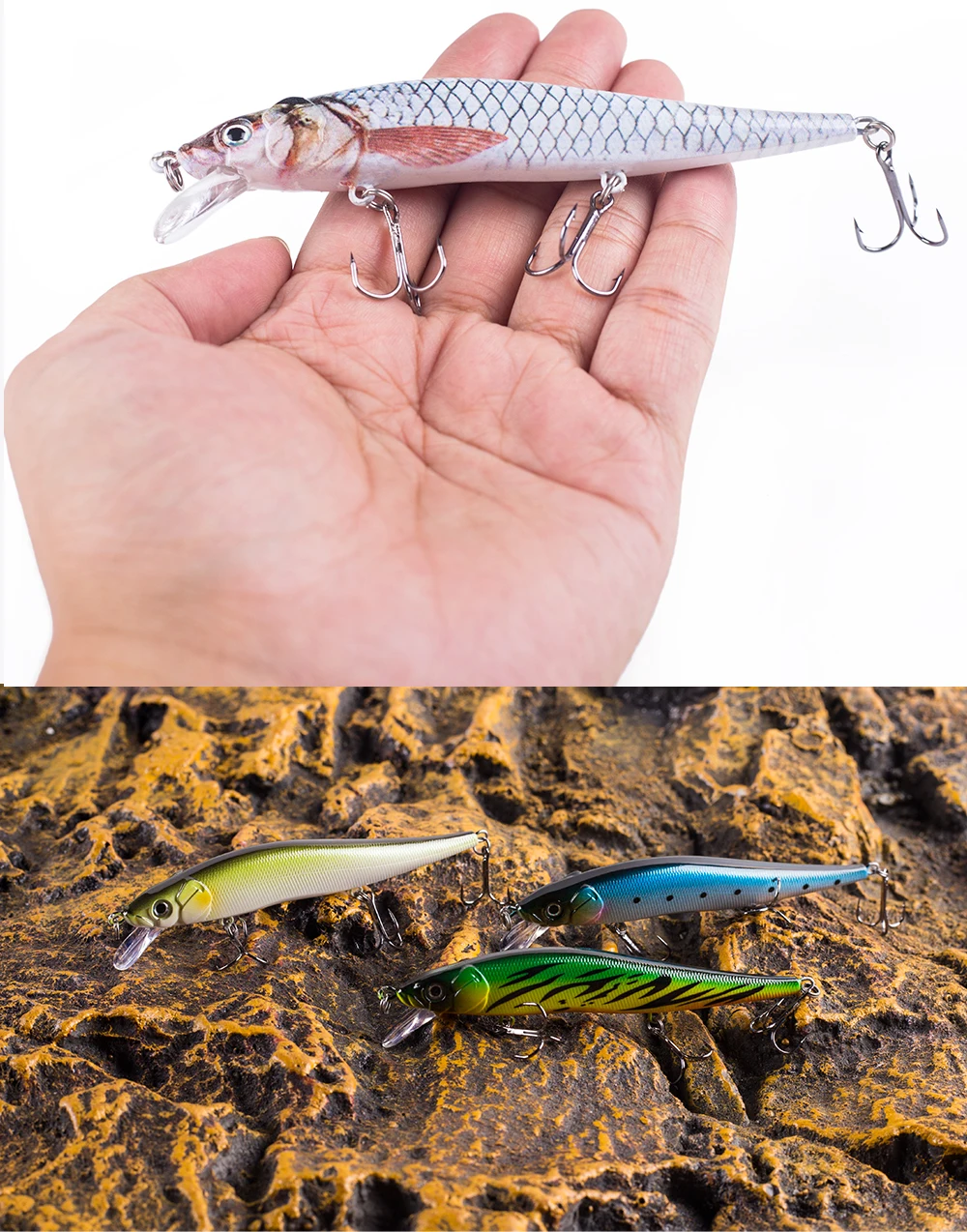 Hanlin 12 cm 13,5 g Bleistiftköder, lebensechte künstliche Swimbaits, schwimmender Hartplastikkörper, Minnow-Angelköder für Hechtbarsch-Gerät – Detail 5