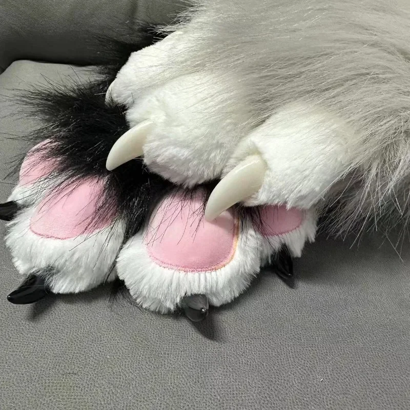 Fursuit Kigurumi Cat Paws Cartoon Plush Furry Cosplay Kig Costume Nail Tiger Claws Full Finger Patchwork 2pcs