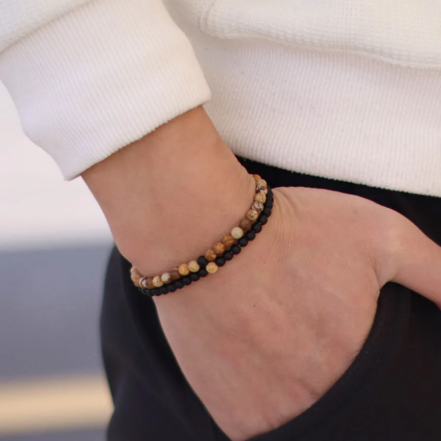 Tiger Eye Turquoise Beaded Men Bracelet Set