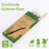 12 Pcs/Box Wheat Straw Face Eyebrow Razor for Women,Facial Dermaplane Razor,Biodegradable Dermaplaning Tool with Precision Cover 3