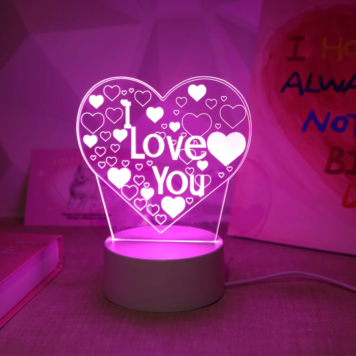 Pink 3D “I LOVE YOU” Night Light 5