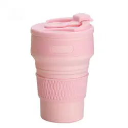 Compact 350ml Collapsible Silicone Travel Mug - BPA Free, Insulated, Outdoor Tableware (Pink)