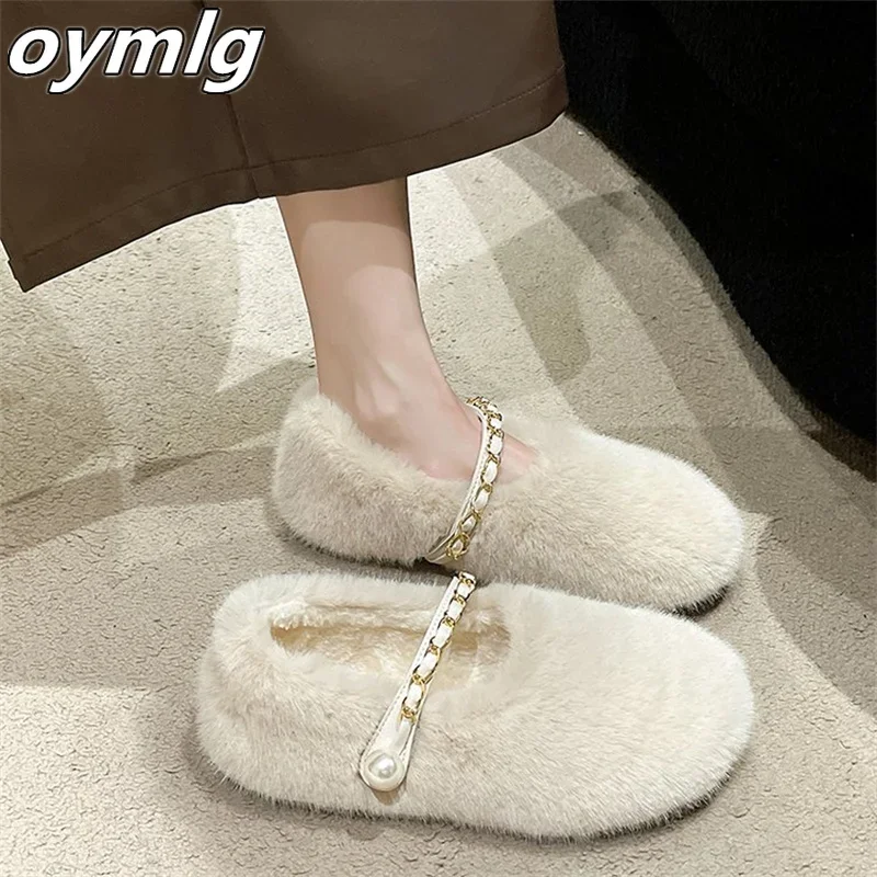 Mao Mao Slippers for Women Outerwear 2024 New Autumn and Winter Baotou Warm Flat Bottom Cotton Slippers