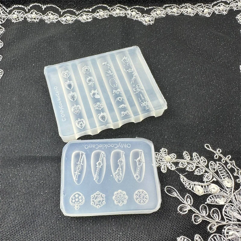 1Pc Strawberry & Flute 3D Relief Silicone Nail Mold - Nail Art Decor Template for DIY Manicure Design Tools