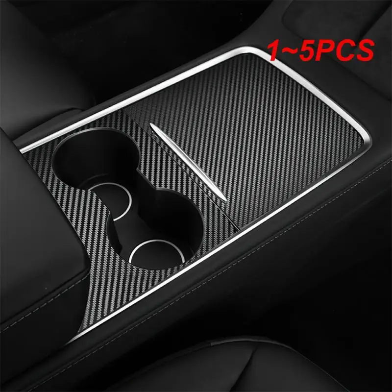 1 ~ 5Pcs Per Tesla Model 3 Y 2021-2023 Center Console Panel Sticker Wood Grain Film Carbon Central Control Cover Car Interior