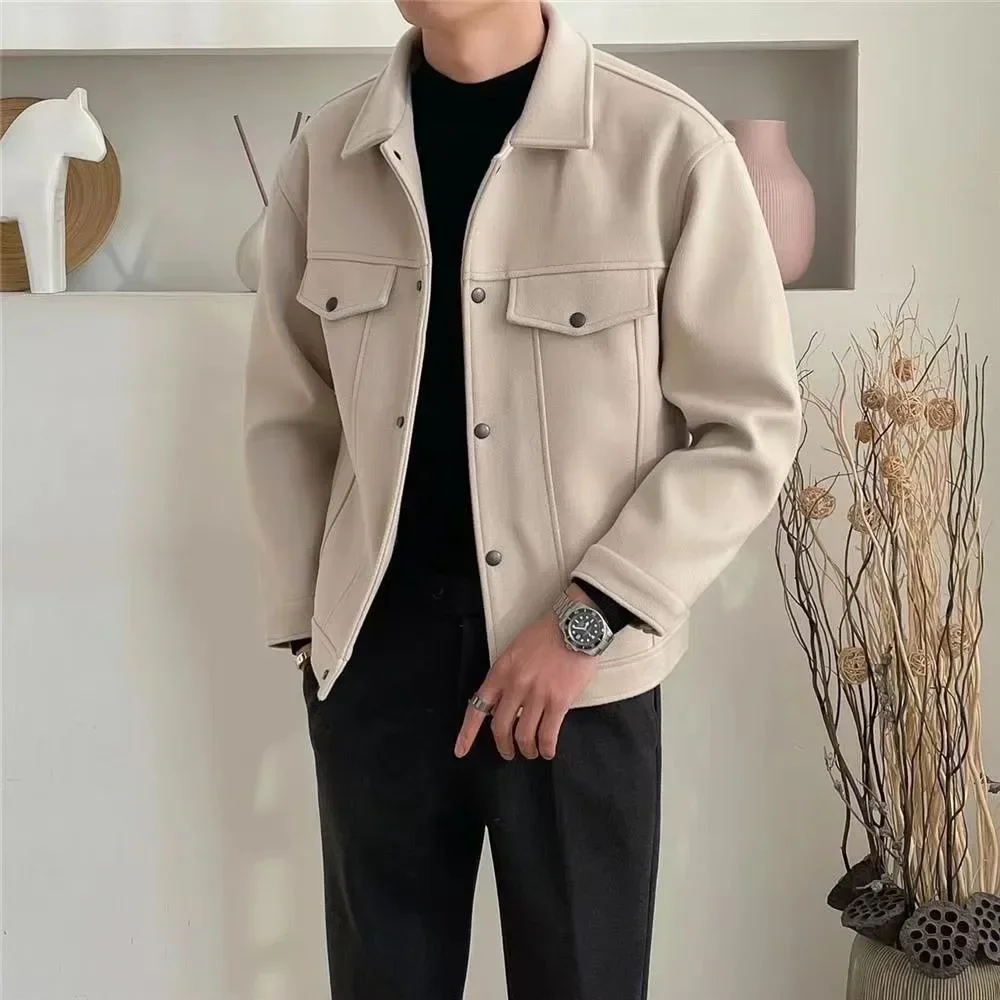 2024 Jacket Men Korean Fashion Slim Fit Streetwear Solid Color