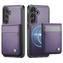 2-in-1 Magnetic Detachable Wallet Kickstand Case with Vertical Card Slot for Samsung S25Plus (PURPLE)