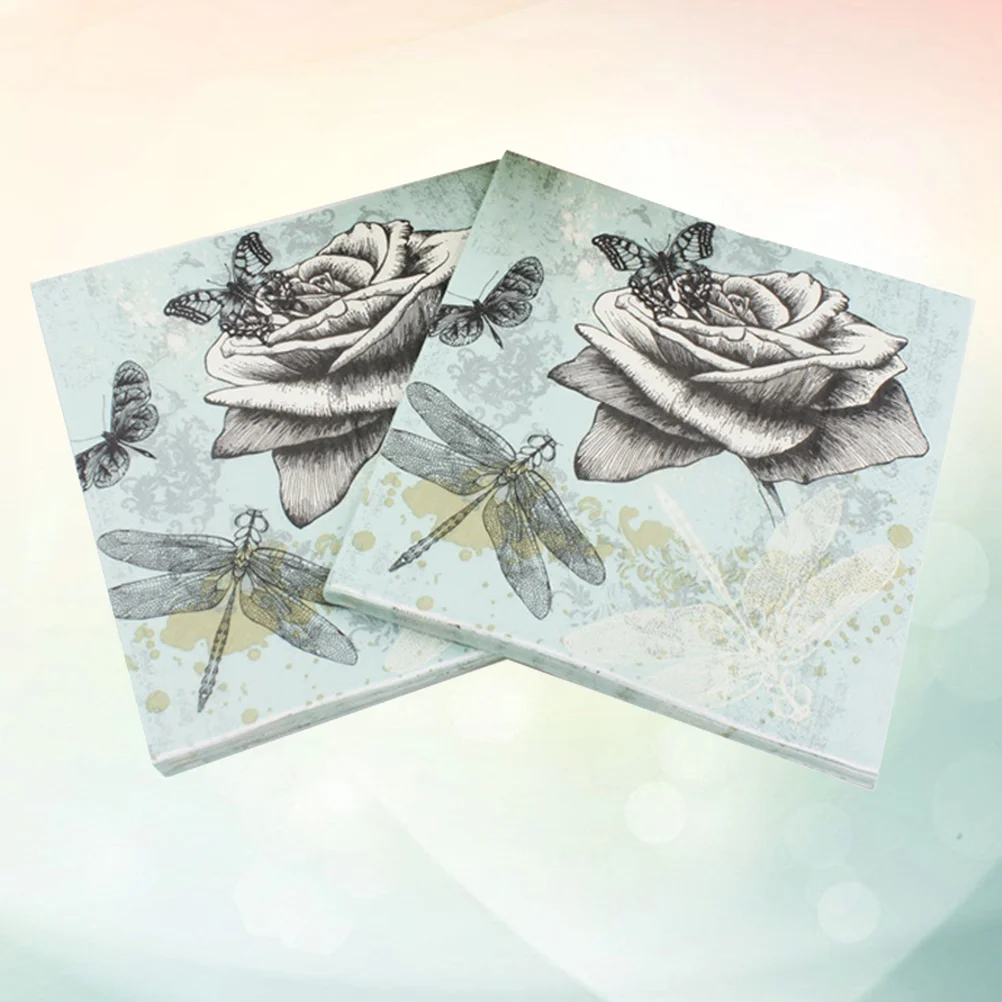 Christmas Paper Napkins 20 PCS Hand Towel Handkerchiefs Dinner Disposable Dragonfly Decoupage paper napkins