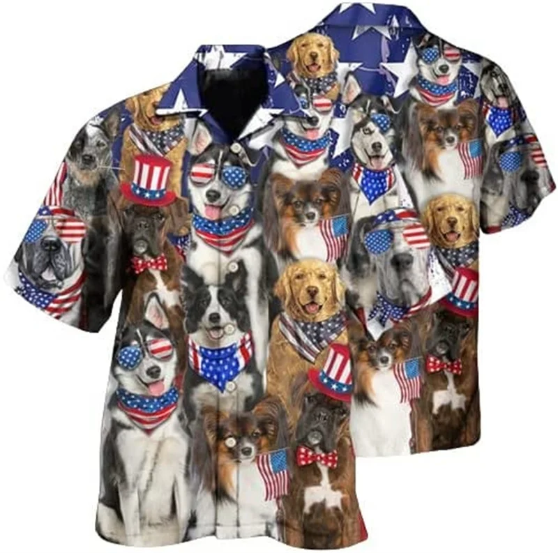 thumbnail image 1 of Camisas hawaianas con estampado 3D de animales y perros para hombres, camisas de playa de manga corta para hombres y mujeres, camisetas de talla grande, camisas, 1 of 4