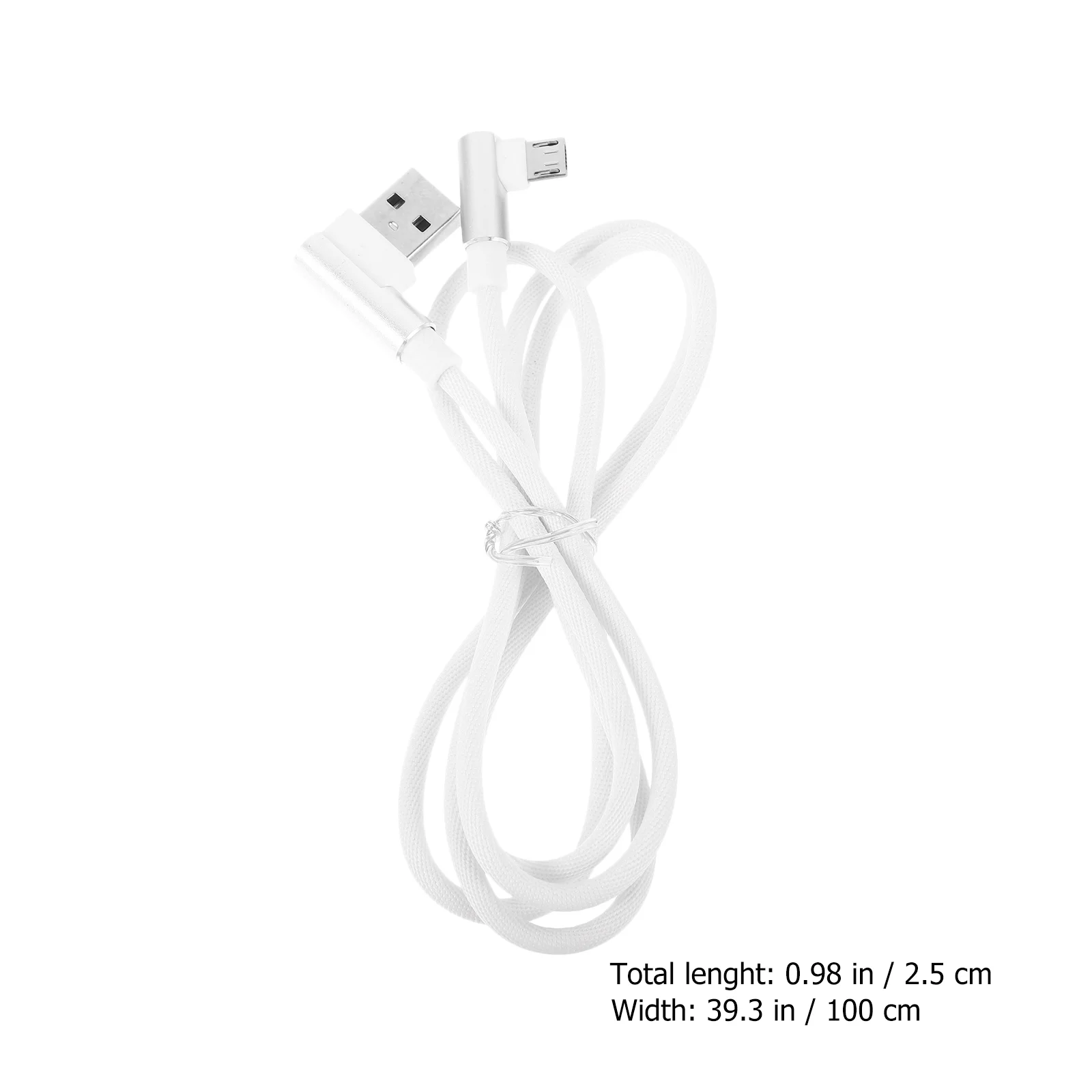 1M Right Angle USB Micro Cable Braided USB 2.4 A to 90 Degree Data Cable Cord for Universal Phone (White)