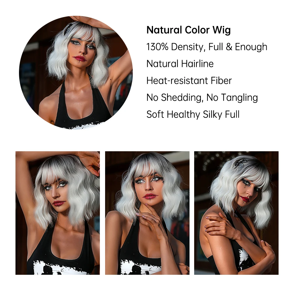 Ombre Blonde Short Wavy Wig 5
