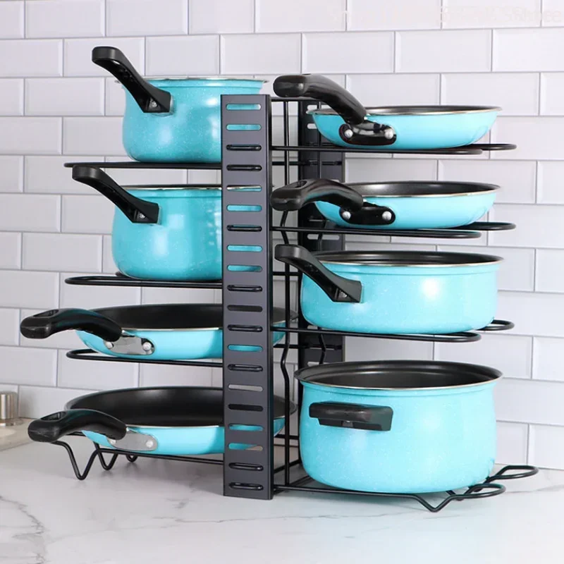 Adjustable Pots Pans Organizer Rack Cabinet Kitchen Pan Holder Heavy Duty  Pots Lid Rack Stainless Steel Cookware Storage Stand - AliExpress