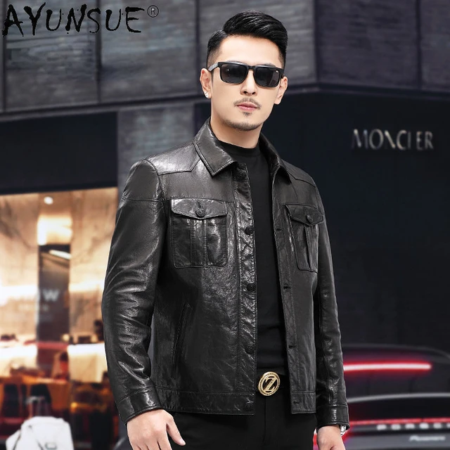 Men's Leather Jacket New Handsome Trendy Popular Biker's Leather Jacket  Men's Spring and Autumn Thin Short Top - AliExpress